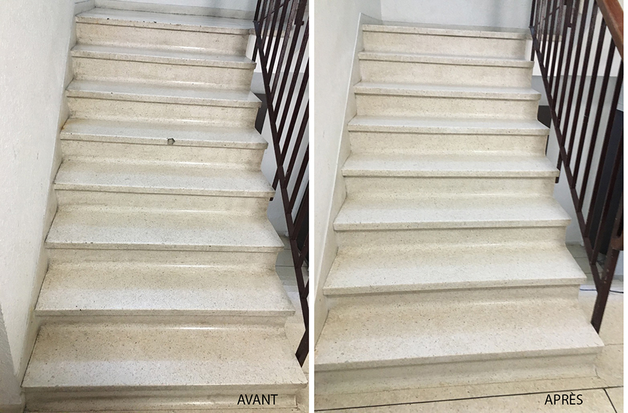 Restauration d'un escalier en granito